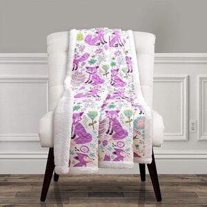 NEW Quality Lush Decor Pixie Fox Reversible Sherpa Throw Blanket, 50” W x 60"L,